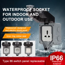 

KAMANNI Outdoor Waterproof Socket IP66 Rainstorm-Proof Charging Socket Rain-Proof And Splash-Proof Outdoor Power Socket