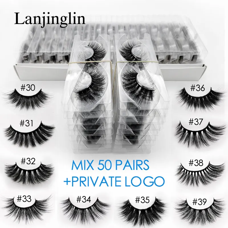 

wholesale 3d mink false eyelashes 20/30/40/50/100 pairs private logo fake lashes natural long makeup lash extension in bulk