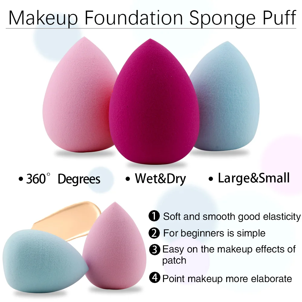 10/20/50Pcs Cosmetic Puff Women's Foundation Makeup Sponge Beauty Face Cosmetics Blending Sponge Water Drop Shape Makeup Puffs 5