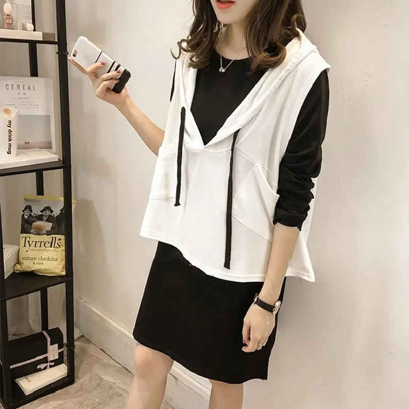 

Extra Large WOMEN'S Dress Fat Mm Autumn Clothing Hoodie Waistcoat Two-Piece Set 200 Large GIRL'S Slimming Dress