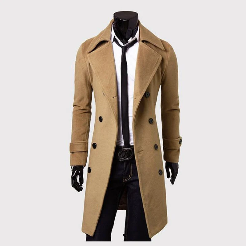 

2020 New Arrivals Autumn Winter Men Double Breasted Wool Trench Coat Cool Mens Long Coat Top Quality Male Overcoat