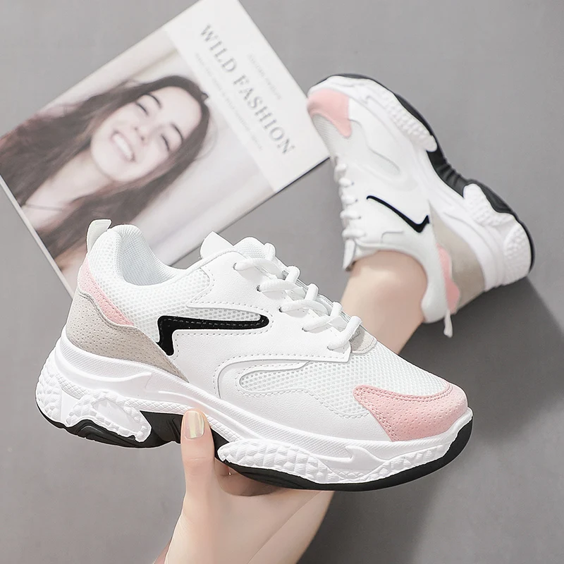 

New Women Sneakers 2019 Fashion White Platform Sneakers Ladies Chunky Causal Shoes Woman Leather Sports Shoes Chaussure Femme