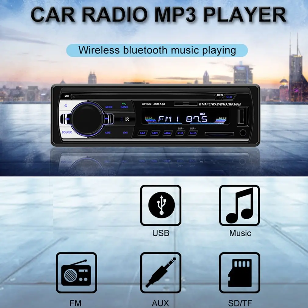 Jsd520 автомобильные MP3-плееры автомобильный Fm карты машина громкой радио прочные автомобильные радио для стерео-Радио автомобильной авто