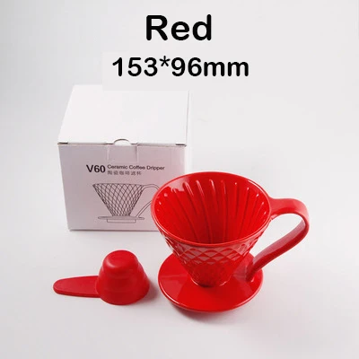 Керамические фильтры для кофе V60 кофейные капельные фильтры чашка Алмазная форма пивоварня для кофе капельный конус фильтр постоянный 1-4чашки - Цвет: Red(1-4 Cups)
