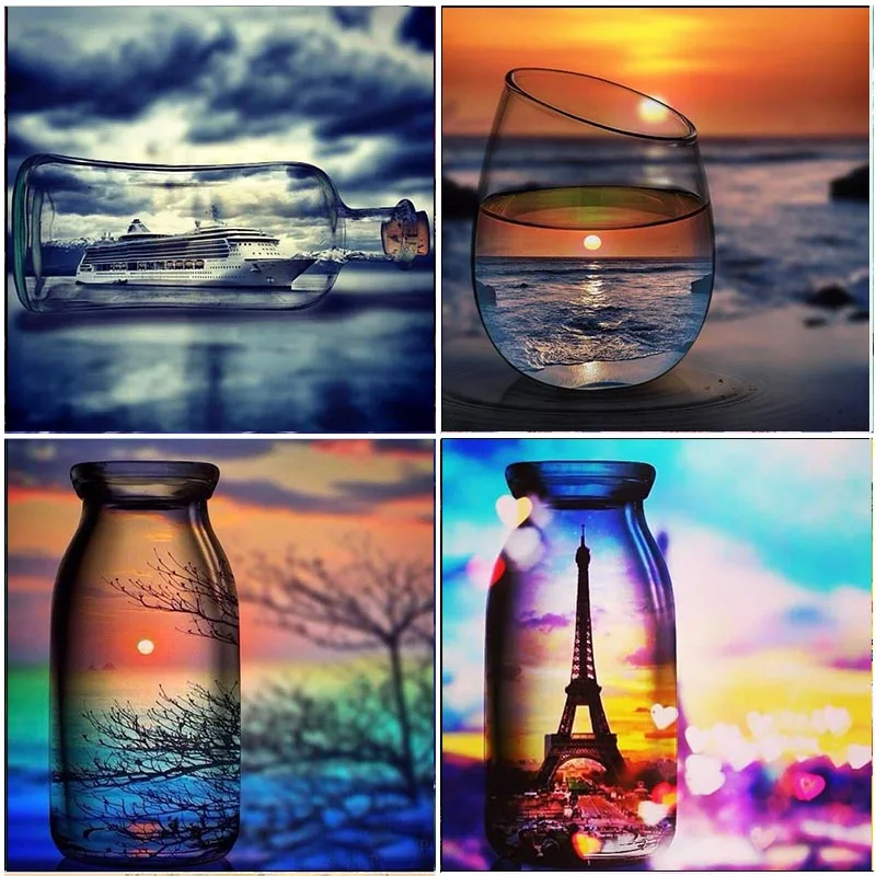 

Glass Bottle Scenery DIY 5D Diamond Painting Full Round Drill Embroidery DIY Home Room Decoration Mosaic Crystal handmade gifts