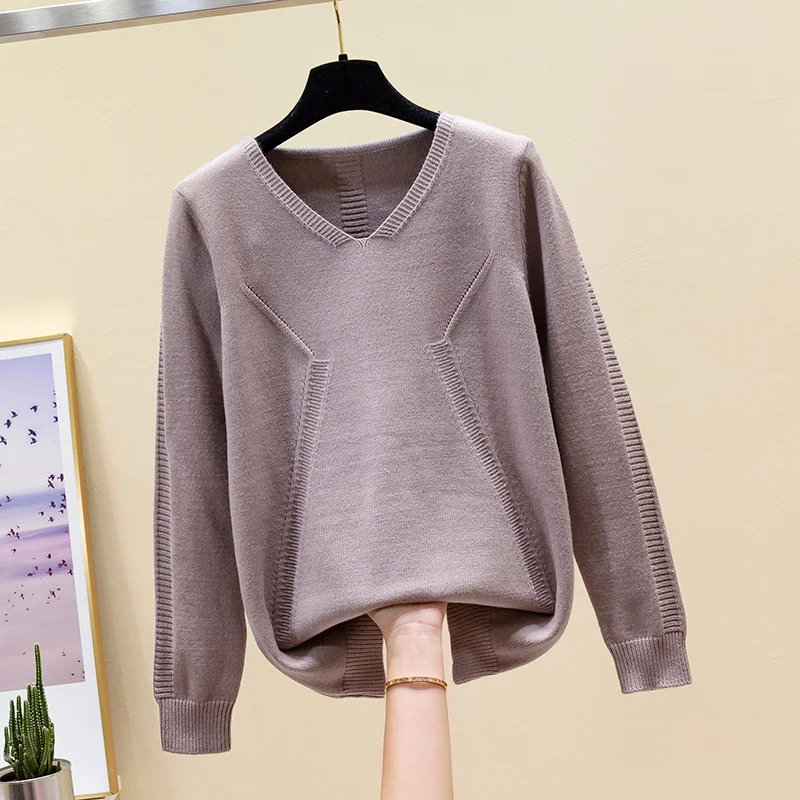 

period and the han edition v-neck loose women's new sweater knitting fashion brim coat render unlined upper garment