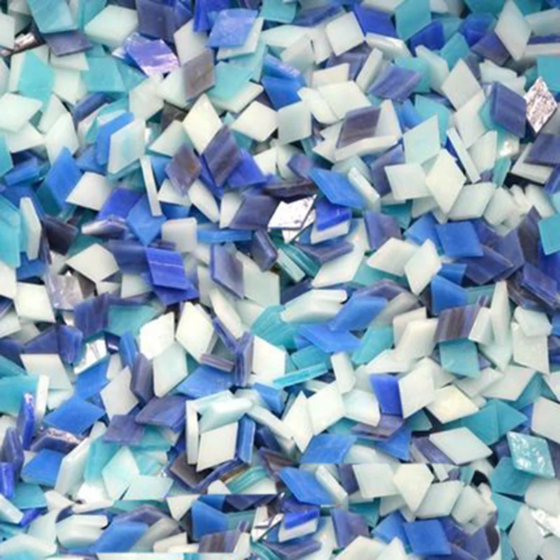 mixed blue 1 кг/мешок Разноцветные квадратные прозрачные стеклянные мозаичные плитки для рукоделия, мозаики, детские головоломки, искусство, ремесло, прозрачный камень - Цвет: mixed blue