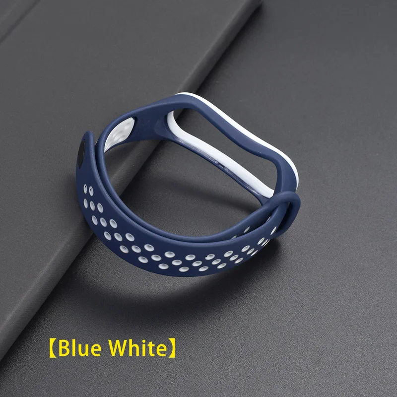 Силиконовый спортивный дышащий ремешок для Xiaomi mi, браслет 4 для mi Band 3, сменный Браслет - Цвет ремешка: Blue White