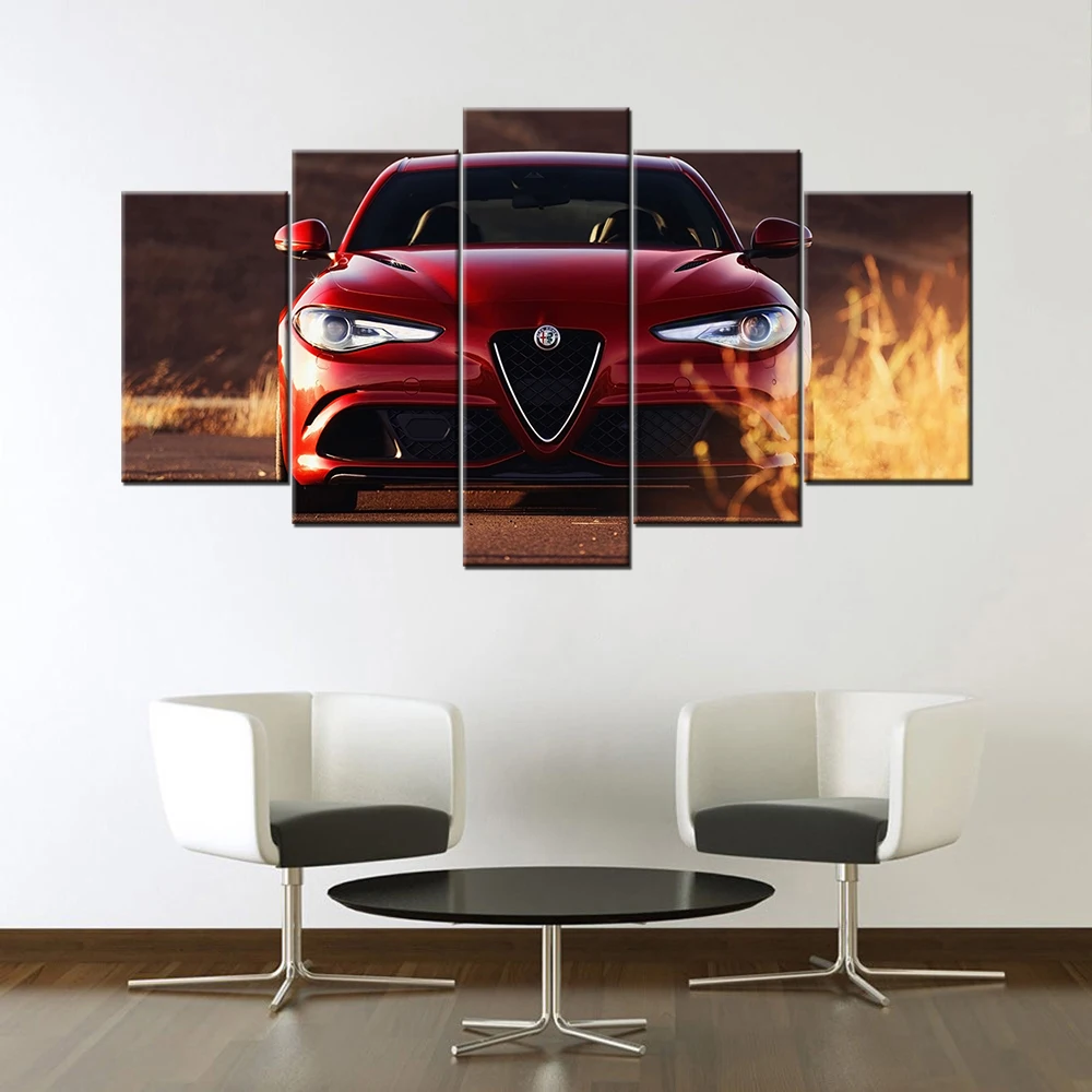 Модульные картины Настенная картина HD принты 5 шт. Alfa Romeo Supercar Картина на холсте