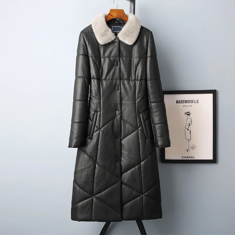 

Women's Fur Coat Real Genuine Leather Jacket Women Clothes 2020 Korean Mink Fur Collar Autumn Winter Sheepskin Down Coat ZT2338