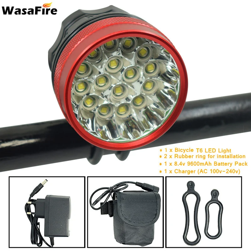 Wasafire 40000lm 16x XML T6 светодиодный велосипедный светильник+ лазерный велосипед задний фонарь светильник светодиодный фарол велосипед передний светильник luz bicicleta головной светильник