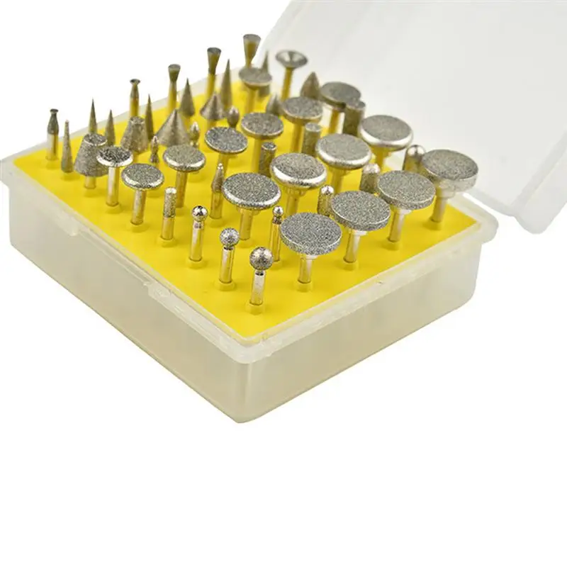 50pcs Diamond Grinding Burr Drill Bits Grinding Cutting Head Polishing Buffing Wheel Sets For Rotary Tools Electric Grinder