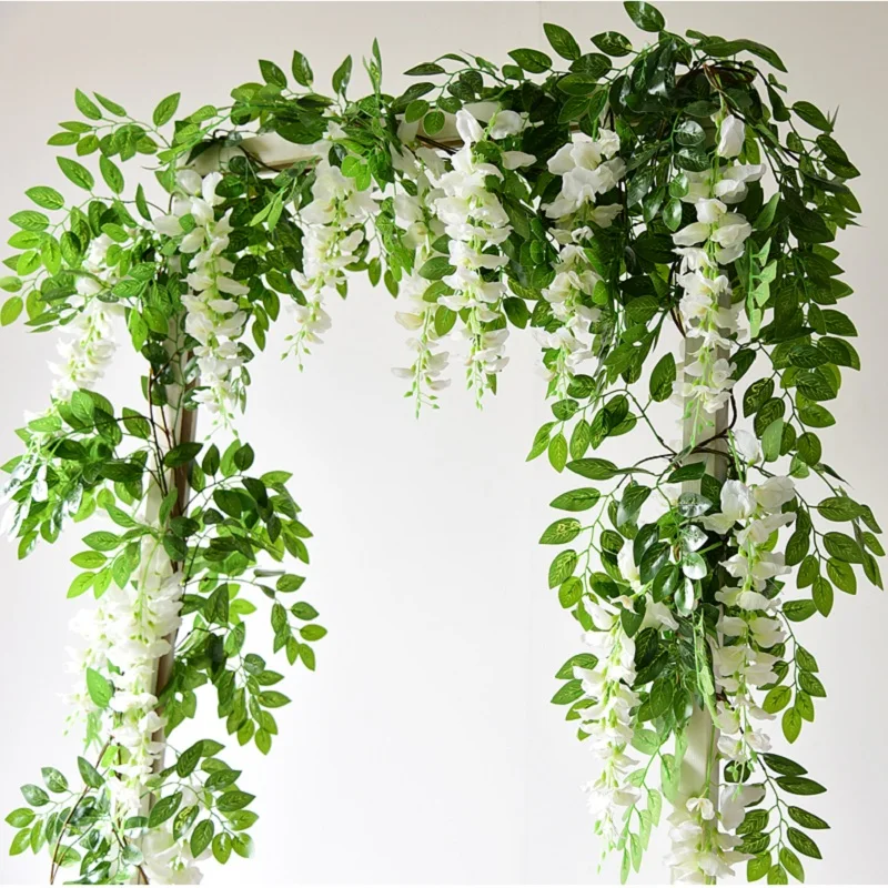 

1.8M Artificial Flower String Wisteria Vine Garland Plants Wedding Arch Suspended Ceiling Fake Flower Rattan Home Wall Decor