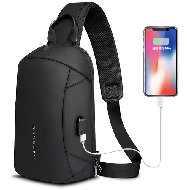 Bange Fashion Multifunction Crossbody Bags Men USB Recharging Chest Pack Short Trip Messenger Chest Bag Waterproof Shoulder Bag