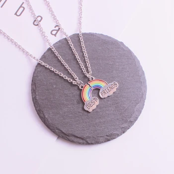

NiceMix Couple Pendant Tide Necklace For Women Student Korean Style Simple Cute Rainbow Clavicle Chain Girlfriends Two Cats