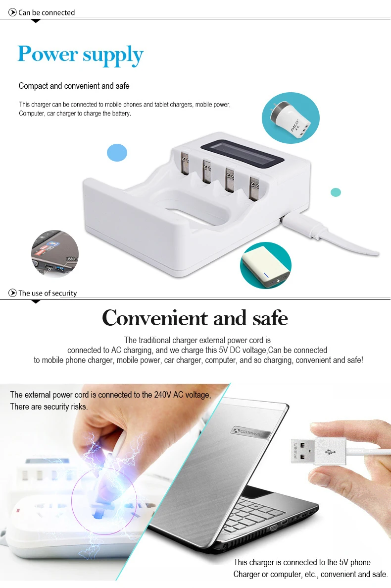 PALO 4-8 Slots Fast Smart Charger LCD Display Intelligent Battery Charger For 1.2V AA AAA NiCd NiMh Rechargeable Battery