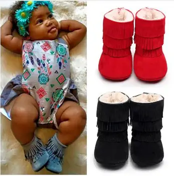 

Thicken Fur Fringe Newborn Toddler Boots Warm Baby Winter Suede Shoes Super Warm Prewalker soft Sole Baby Booties