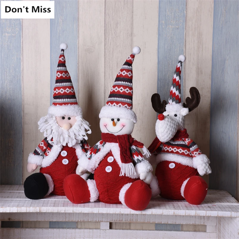 

Santa Claus Snowman Elk Doll Red Xmas Figurines Christmas Decorations for Home Merry Christmas New Year Gift Xmas Tree Ornament