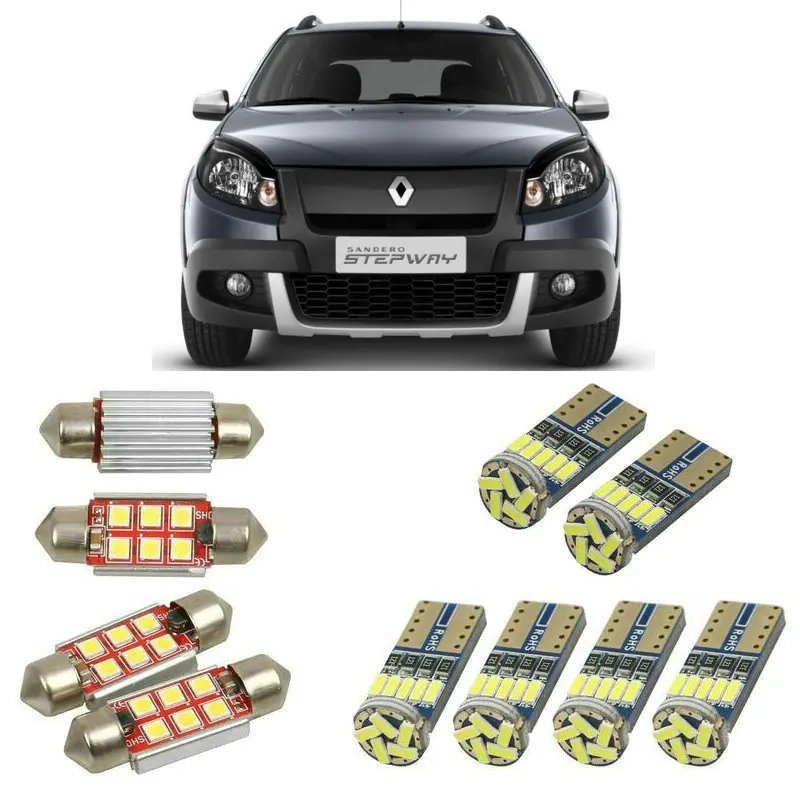 Внутренний светодиодный автомобильный светильник s для Renault sandero stepway mk1 bs 2007 автомобильные аксессуары фонарь для багажника номерного знака светильник 8 шт
