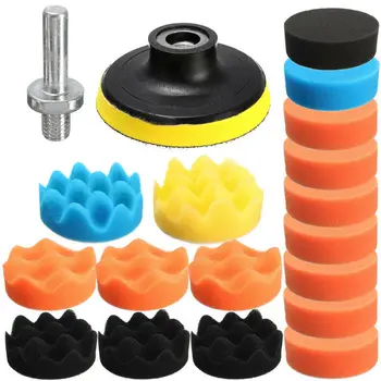 

80mm Polishing pads Sponge Auto Cleaning Detailing 19pcs 3 Inch Set Waxing Accessories Supplies Car Durable Useful