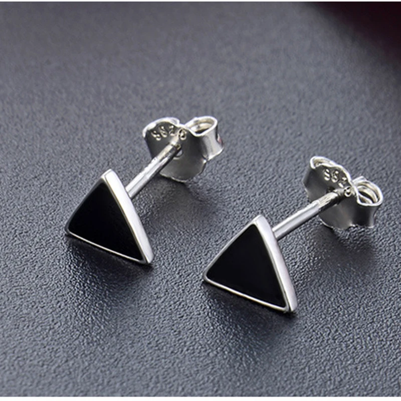

Stud Earring 925 Sterling Silver Fine Earrings For Women Fashion Girls Jewelry Trend Gift Ladies Top Triangle Dripping Oil 2020