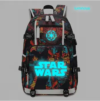 

Cartoon Star Wars Luminous Backpack USB Port Rucksack Bag Snake Pattern Student Teenagers School Bag travel Laptop Bag