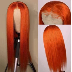 Miss Rola Brazilian 180% Density Staright Hair Wig 4*4 Lace Closure Human Hair Wigs 30# 99J BUG Orange Blonde Remy Pre Plucked