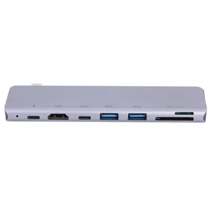7 в 1 USB TYPE-C концентратор USB-C к HDMI USB, для карты памяти TF карта TYPE-C адаптер Многофункциональная док-станция для ноутбука