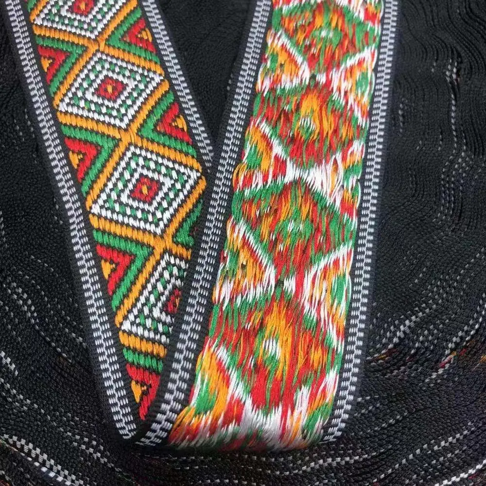 10yards/lots wide 4.1 cm Woven Jacquard Ribbon Trims green red geometric pattern for curtain and clothing accessory LS-2702