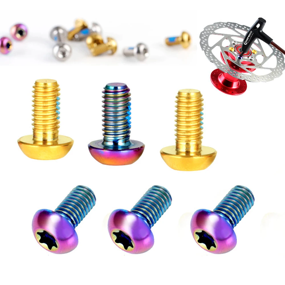 MOTSUV 6 Pcs Titanium Bolts M5x10 10mm Screw Bolt for Disc Brake Rotors MTB Bike &amp Road T25 Torx Head Bicycle disc fastenin |