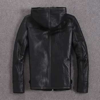 

Genuine Leather Jacket Men Winter Sheepskin Coat Shearling Mens Natural Wool Fur Coats Plus Size Jackets M-S-N-12 KJ1314