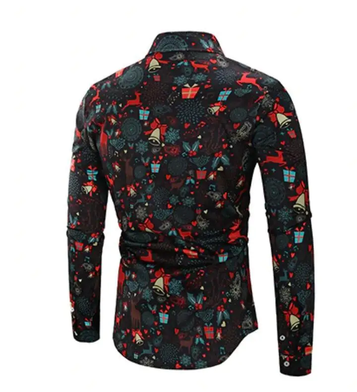 Camisa Masculina Рождественская рубашка блуза мужская повседневная тема рубашка на пуговицах Топ Блузки