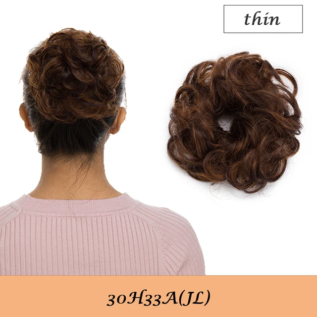 HAIRRO 80g Straight Donut Chignon Hairpieces Synthetic Ombre Elastic Updo Chignon Fluffy Messy Scrunchies Hair Bun For Women 30H33A(JL)-28g