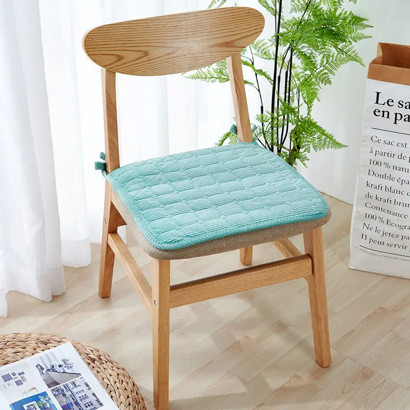 Modern Velvet Quilted Seat Cushion Office Chair Car Cushion Solid Color Short Plush Comfortable Thicken Anti-slip Seat Cushion