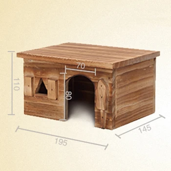 

New Natural Wood Rectangle Small Animal Pet Hamster House Bed Summer Cool Guinea Pig Hedgehog Chinchilla House Cage Nest Hamster