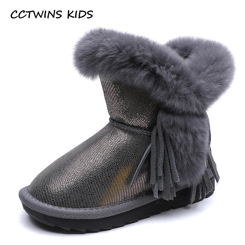CCTWINS/детская обувь; коллекция года; Сезон Зима; модные зимние ботинки из натуральной кожи для девочек; детская обувь с кисточками и черными блестками; детские короткие ботинки; SNB044