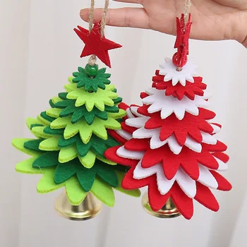 

2020 Christmas Decorations Christmas Non-woven Tree Desktop Mini Christmas Tree with Bells Small Pendant Tree Window Decoration