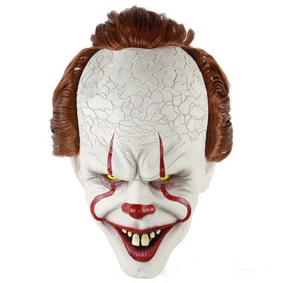 1pcs Pennywise ужас клоун латексный Полнолицевой Джокер Маска Клоун возвращающаяся душа Хэллоуин Косплей Костюм PropsStephen King маска - Цвет: 1pcs