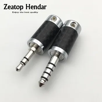 

HiFi Copper Non Magnetic Rhodium Plated 3.5mm / 4.4mm 3 5 Pole Stereo Jack Carbon Fiber Repair Headphone Audio Plug Connector