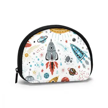 

2020 Man Women Smart Wallet Business Card Wallet Credit Business Mini Card Wallet Cartoon Rockets Planets Stars Comets And UFOs