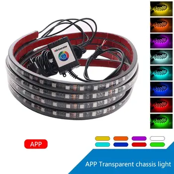 

4Pcs Car Underglow Flexible Strip LED APP Control RGB Decorative Atmosphere Lamp Underglow Underbody Neon Light W91F