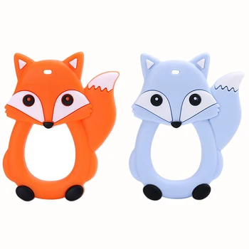 

2 Pcs Cartoon Fox Infant Baby Teether Silicone Pacifier Soother Teething Toy Pendant