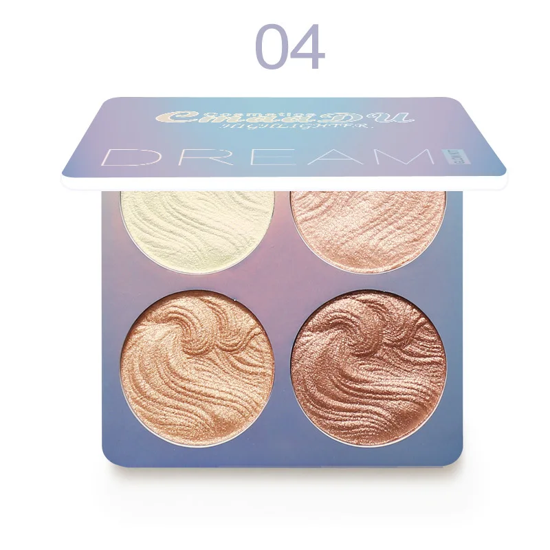 New 4 Colors Highlighter Facial Baking Eyeshadow Bronzers Palette Makeup Glow Repair Face Contour Shimmer Powder Palette TSLM2