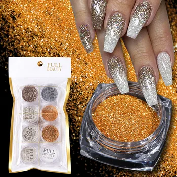 

8pcs Mini Round Shining Nail Glitter Set Powder Laser Sparkly Ultrathin Sequins Chrome Powder For Nail Art Decoration JI1506-15