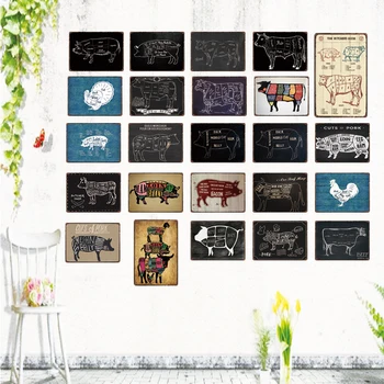 

Butcher Shop Cuts of Pork Shabby Chic Tin Signs Vintage Kitchen Metal Plates For Wall Bar Home Retro Decoration 30X20CM DU-2935