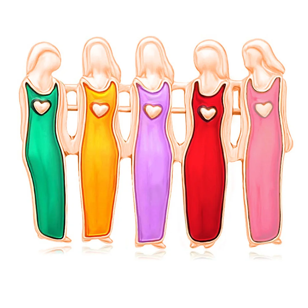 Rose gold 5 sisters Новые сестры Брошь булавка лучшие друзья Рождественский подарок ручной работы корсаж ювелирные изделия для пальто платье m99 - Окраска металла: Rose gold 5 sisters