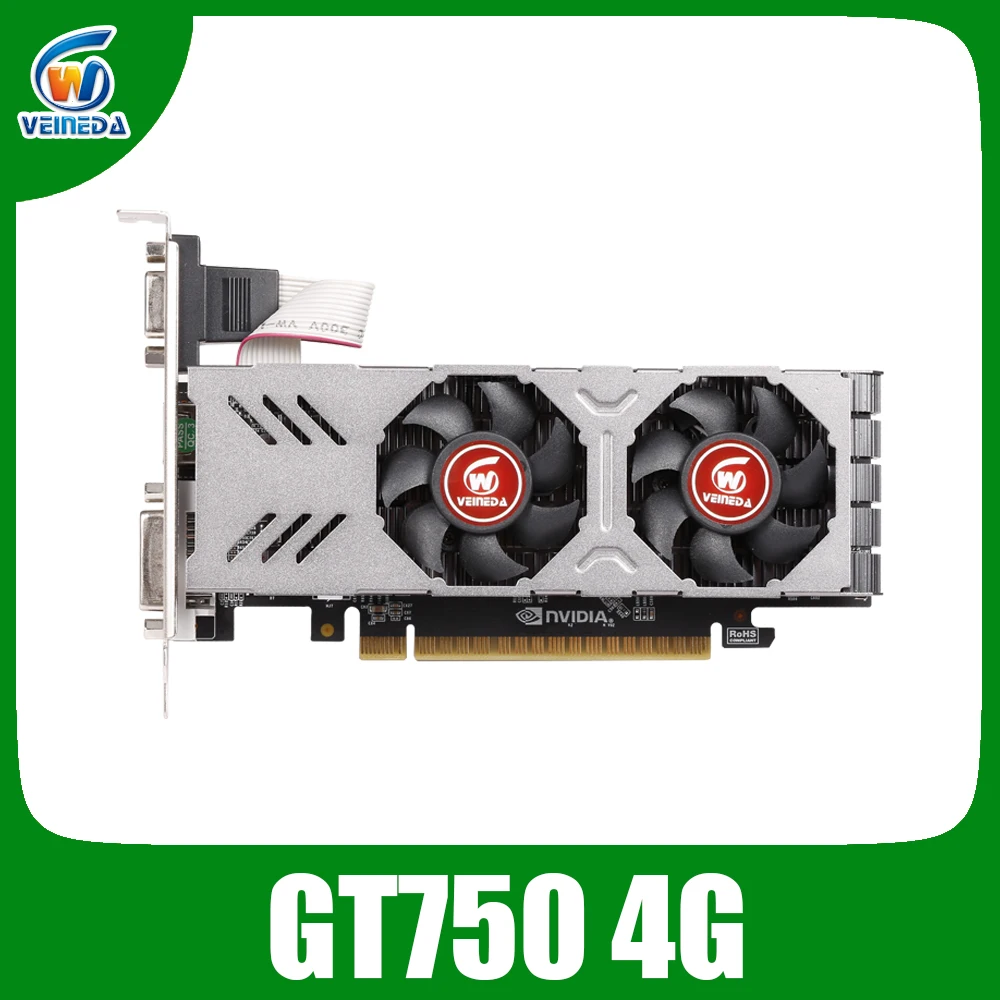 Placa de vídeo original gpu gtx750 4gb gddr5 placa gráfica instantkill gtx650ti, hd6850, r7 350 para jogos de nvidia geforce