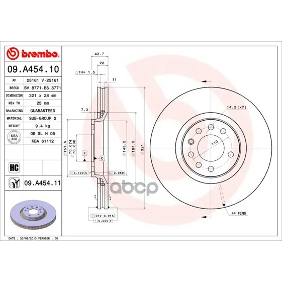 Диск Тормозной Uv Coated | Перед | Opel Astra H Gtc(A04) 2.0 Turbo(L08) 08.2005- 10.2010 Brembo арт. 09A45411