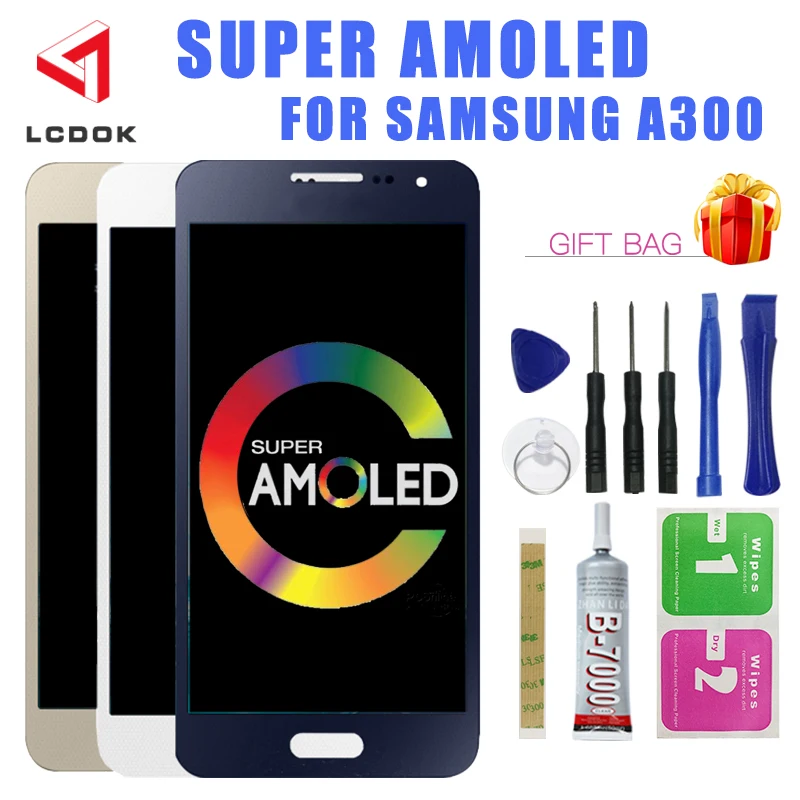 Супер AMOLED lcd для samsung Galaxy A3 A300 A300F A300FU A300H lcd дисплей кодирующий преобразователь сенсорного экрана в сборе панель