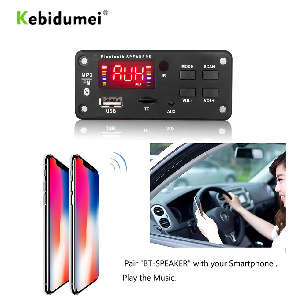 Bluetooth 5 0 5V 12V Handsfree Car Radio MP3 плеер декодер плата Поддержка записи FM TF SD карта AUX с